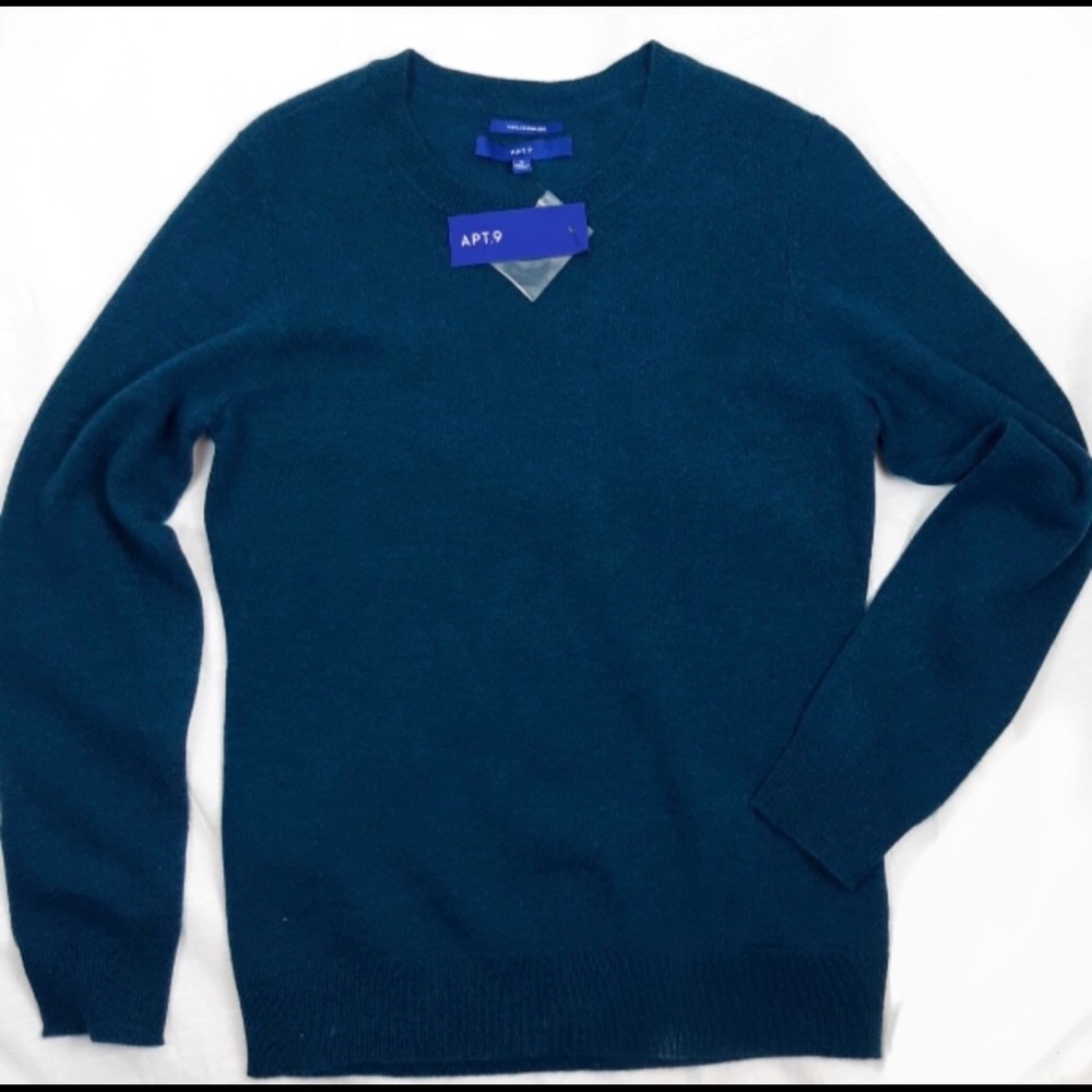 Apt. 9 100% Cashmere Deep Turquoise Sweater